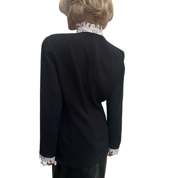 VTG Daymor Couture Black Lace Small 80s Evening Jacket Formal Statement Beaded - Picture 8 of 16